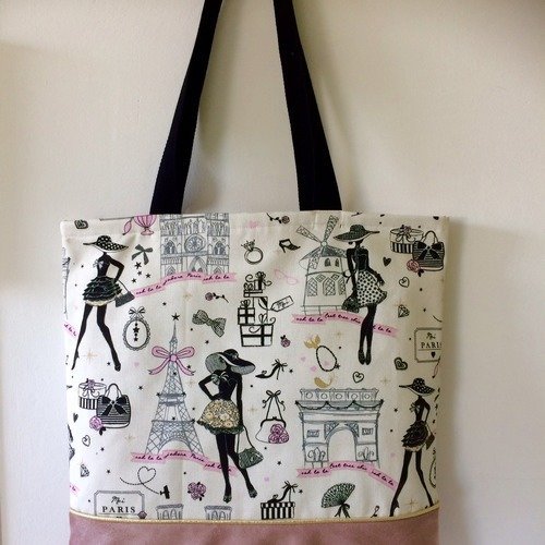 Tote-bag , sac à mains paris en rose