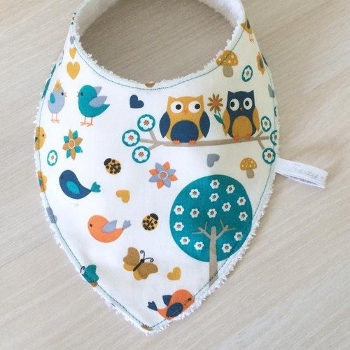 Bavoir bandana personnalisable hiboux 0/9 mois