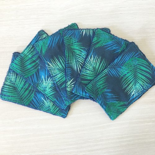 Lingettes lavables en polaire et tissu feuilles 