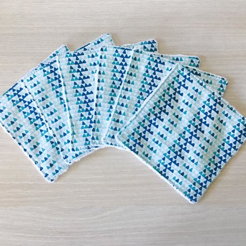 Lingettes lavables bébé/ démaquillage tissu triangles et polaire blanche