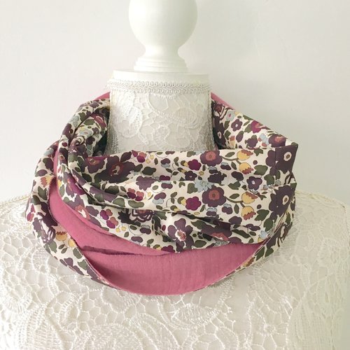 Foulard snood / tour de cou femme en liberty betsy myrtille
