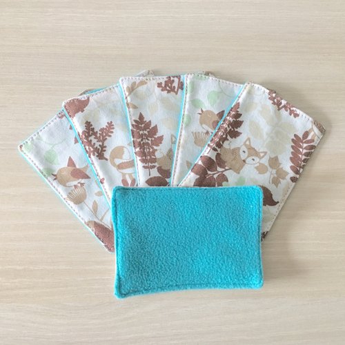 Lingettes lavables animaux de la forêt et polaire 