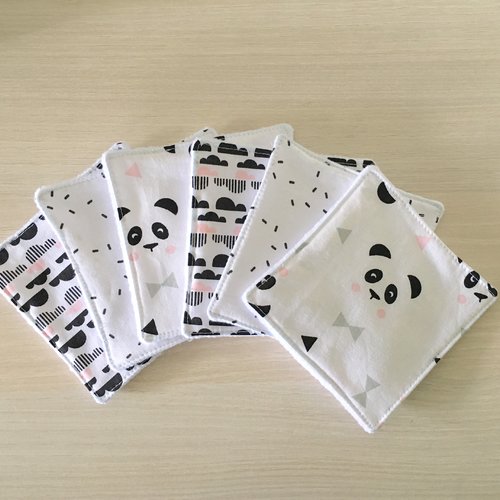 Lingettes lavables bébé/ démaquillage panda et polaire