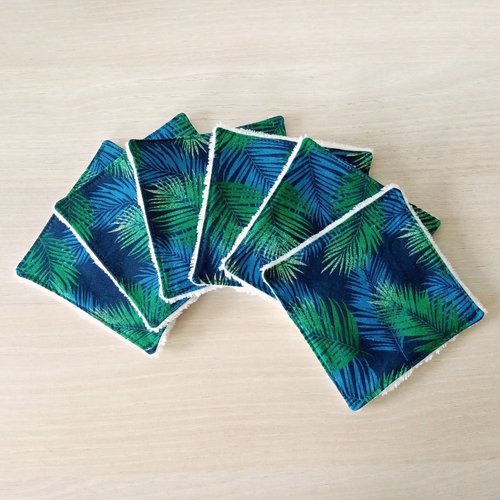 Lingettes lavables en éponge douillette motifs feuilles de palmes