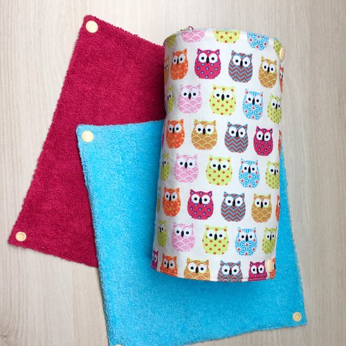 Essuie-tout lavable en éponge motifs hiboux
