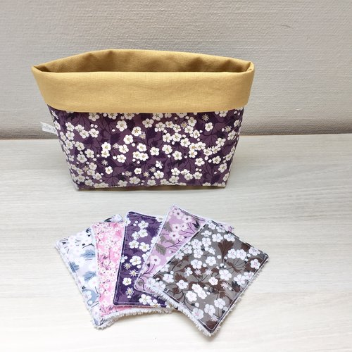 Ensemble lingettes lavable et pochon de rangement liberty