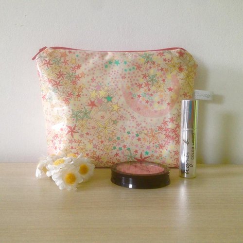 Trousse de toilette /maquillage en liberty enduit