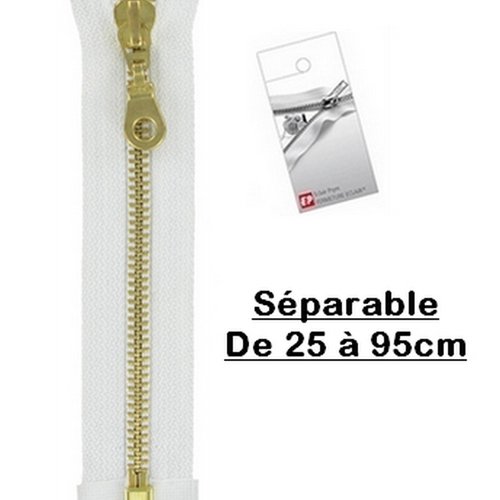 Fermeture eclair 35cm blanche séparable pour blouson de la marque eclair-prestil z19