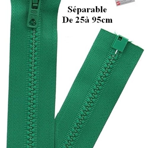 Fermeture eclair 35cm vert emeraude pour blouson de la marque eclair-prestil z54.