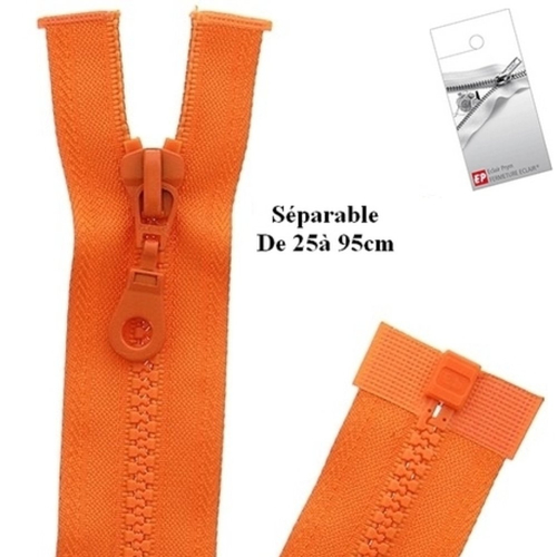Fermeture eclair 55cm orange pour blouson de la marque eclair-prestil z54.