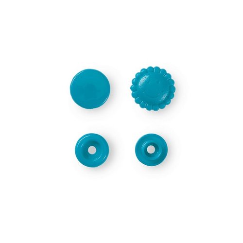 30 boutons pression color snaps prym fleur turquoise 393 446