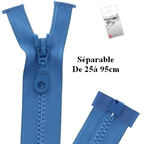 Fermeture eclair 25cm bleu royal séparable pour blouson de la marque eclair-prestil z54.