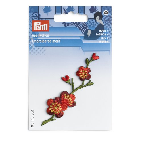 Motif thermocollant vrille de fleurs rouge prym 926687