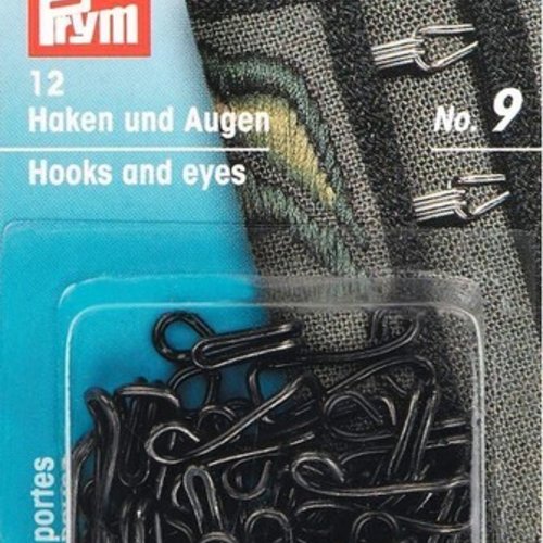 Agrafes et portes noires taille 9 12 pièces prym 261458