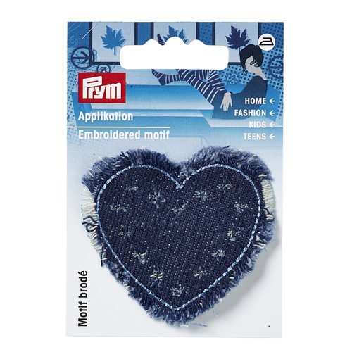 Motif thermocollant jean coeur avec franges prym 925611