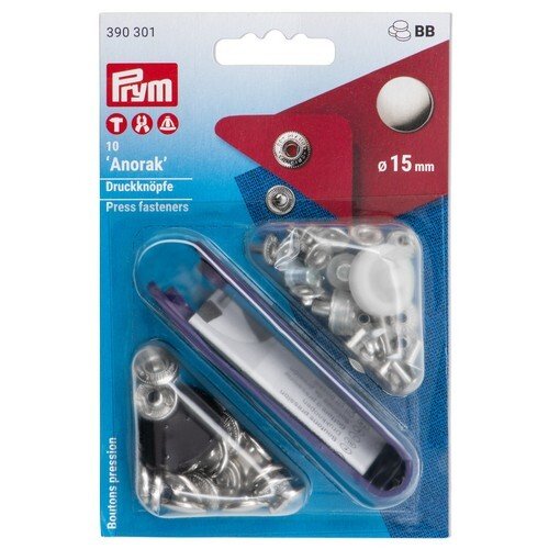 Boutons pression  anorak métal argent 15 mm prym 390301