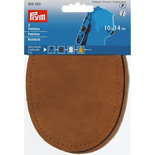 Renfort coude genou cuir 10x14cm chamois thermocollant et/ou à coudre prym 929353
