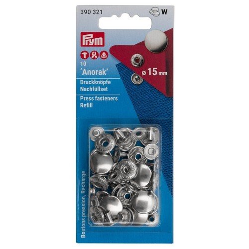 Bouton pression anorak argent 15mm recharge prym 390321