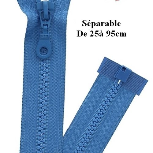 Fermeture eclair 65cm bleu royal séparable pour blouson de la marque eclair-prestil z54.