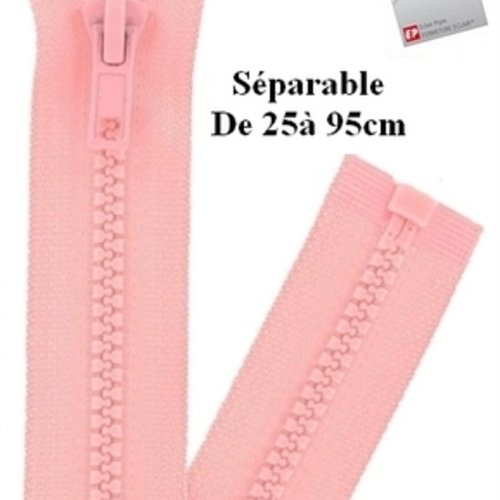 Fermeture eclair 50cm rose layette séparable pour blouson de la marque eclair-prestil z54.