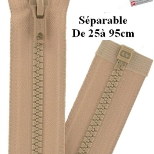 Fermeture eclair 40cm beige antilope pour blouson de la marque eclair-prestil z54.