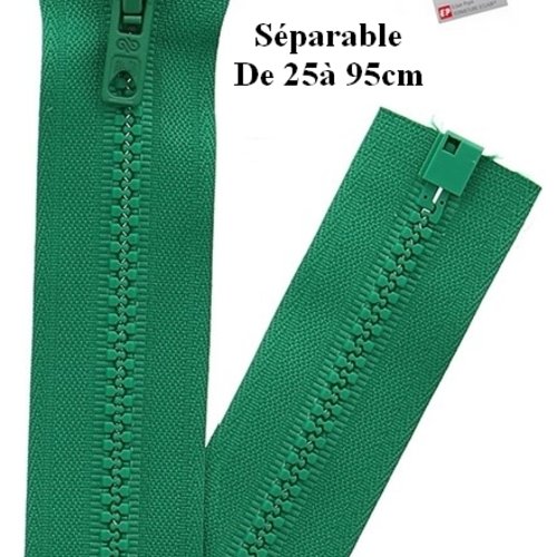 Fermeture eclair 40cm vert emeraude pour blouson de la marque eclair-prestil z54.