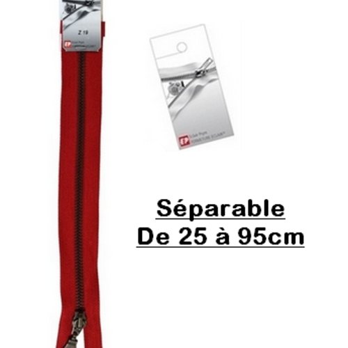 Fermeture eclair 70cm rouge séparable pour blouson de la marque eclair-prestil z19