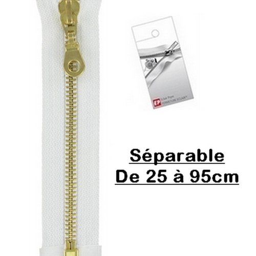 Fermeture eclair 90cm blanche séparable pour blouson de la marque eclair-prestil z19