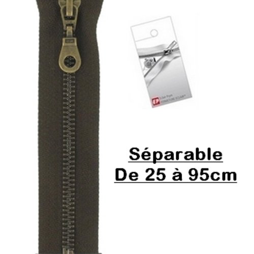 Fermeture eclair 25cm marron foncé brou de noix séparable pour blouson de la marque eclair-prestil z19