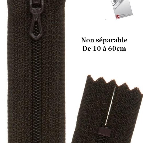 Fermeture éclair marron foncé non séparable 60cm de la marque eclair prestil z51