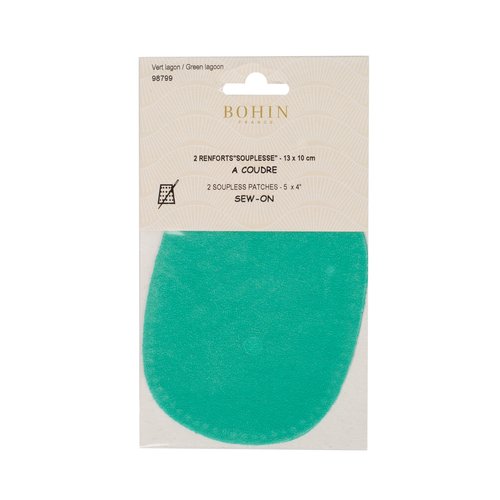 Coude suédine à coudre vert lagon 13cm x 10cm bohin 98799