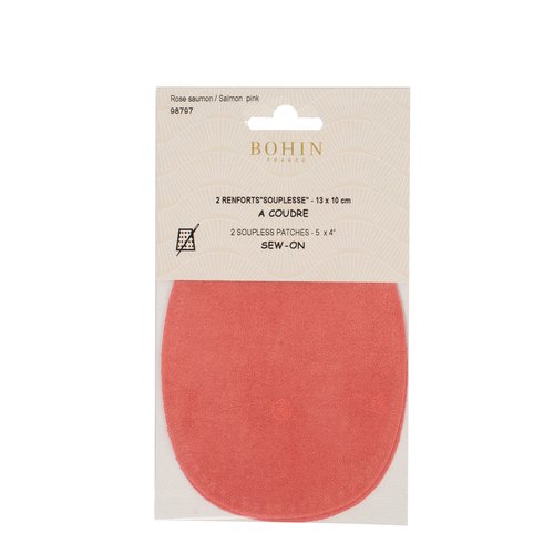 Coude suédine à coudre rose saumon 13cm x 10cm bohin 98797