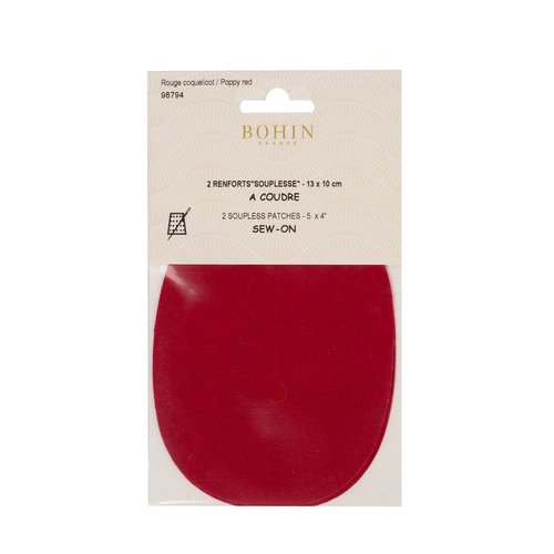 Coude suédine à coudre rouge coquelicot 13cm x 10cm bohin 98794