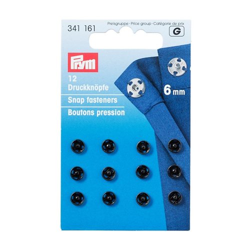Boutons pression à coudre noir  6 mm - prym 341161