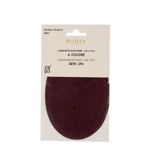 Renforts coudes et genoux bordeaux imitation daim à coudre 9,5 cm x 14 cm bohin 98377