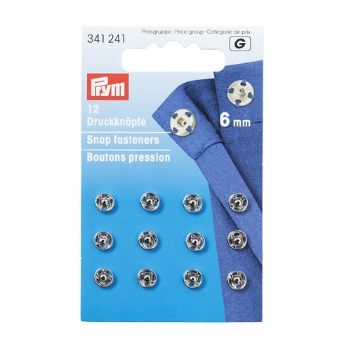 Boutons pression à coudre argent  6 mm  prym 341241