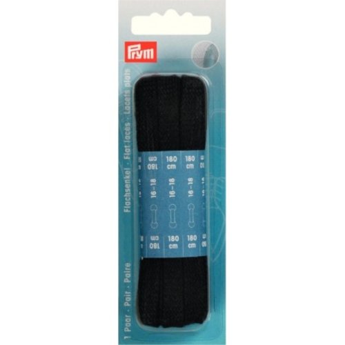 Lacets plats 8mm 180cm noirs coton prym 974750