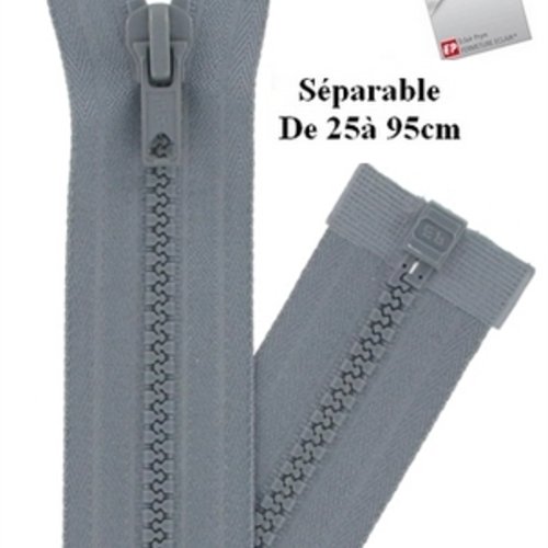 Fermeture eclair 70cm gris foncé pour blouson de la marque eclair-prestil z54.