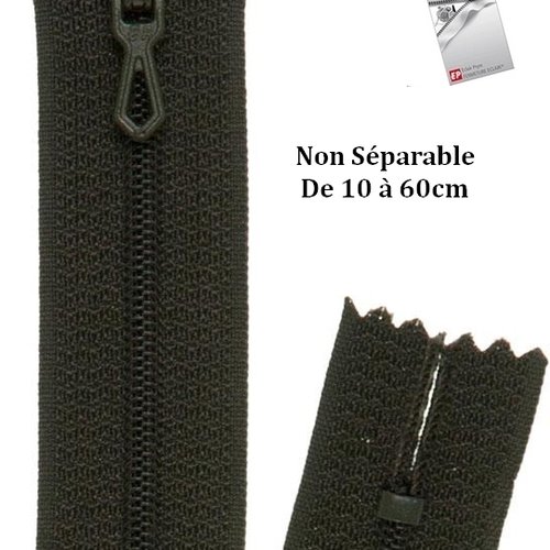 Fermeture eclair kaki 45cm non séparable z51 pour jupe, robe, coussin...