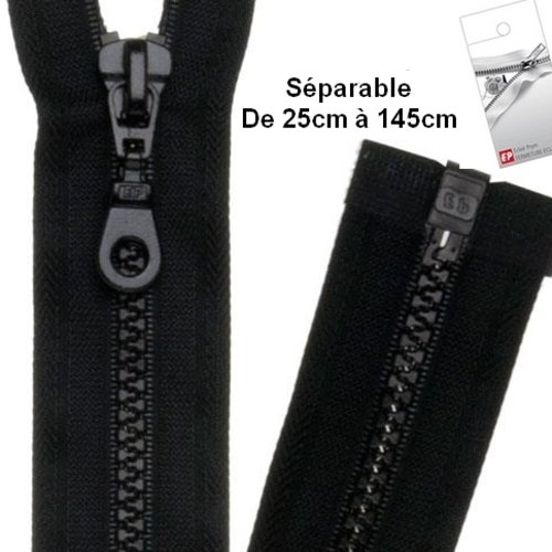 Fermeture eclair 135cm noire séparable pour blouson de la marque eclair-prestil z54.