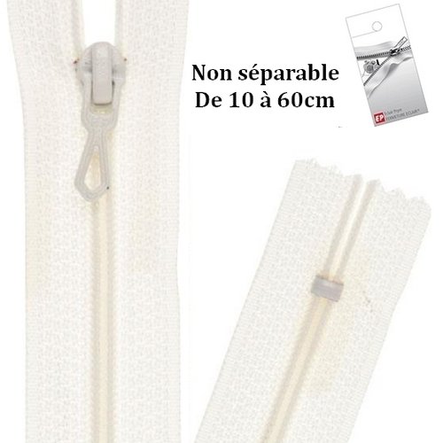 Fermeture eclair ivoire 55cm non séparable z51 pour jupe, robe, coussin...