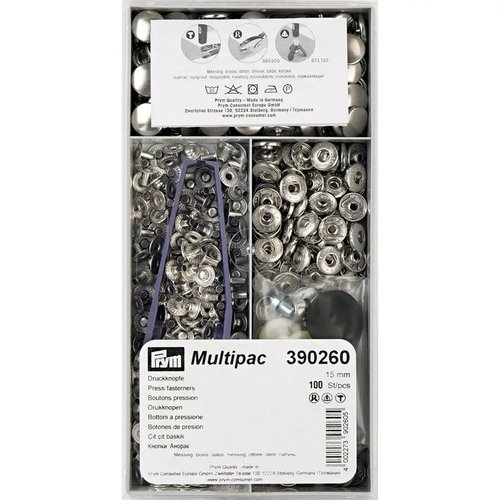 100 boutons pression anorak bruni noir 15 mm prym 390261