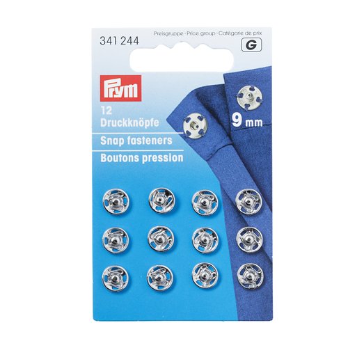 12 boutons pression à coudre argent 9 mm prym 341244