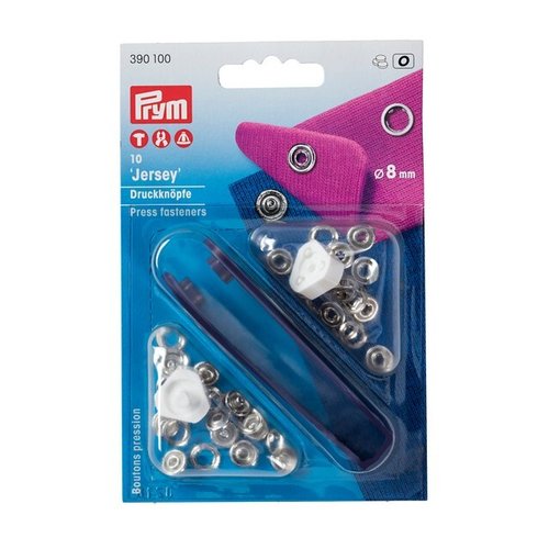 Boutons pression jersey anneau argent 8mm - prym 390100