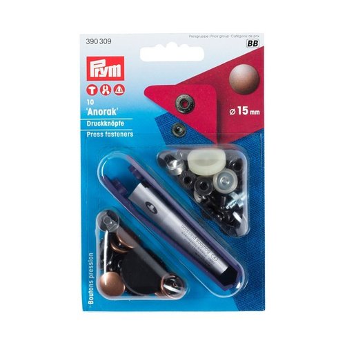 10 boutons pression cuivre antique,  15 mm - prym 390309