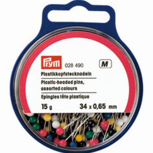 Epingles avec tête en plastique 0,65x34mm boite de 15g prym 028490