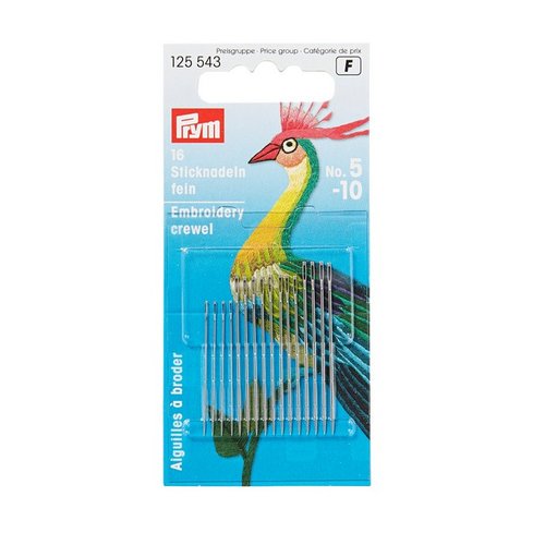 Aiguilles à broder fines "crewel" 5/10 prym 125543