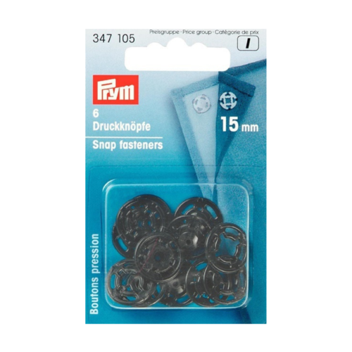 Bouton pression à coudre noir 15mm - prym 347105