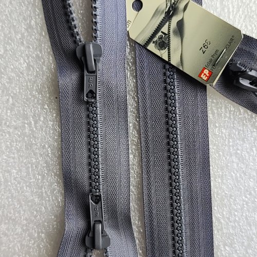 Fermeture eclair double curseur séparable gris moyen 55cm eclair-prestil z68