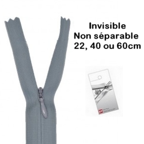 Fermeture invisible gris foncé 60cm eclair prym z41